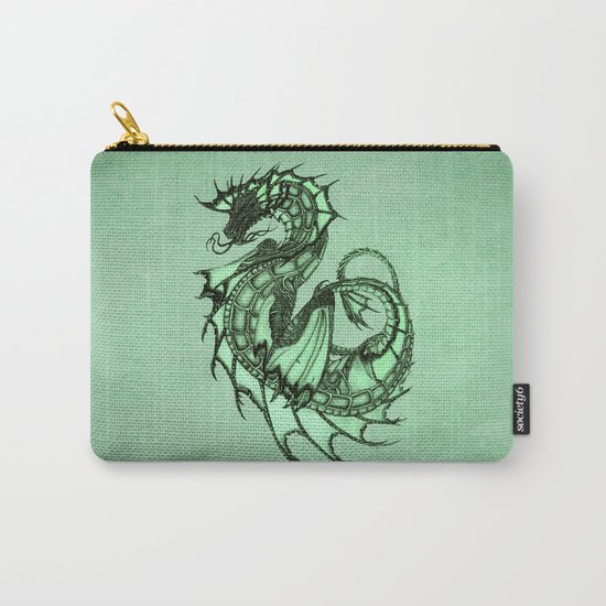 "Tsunami" by Amber Marine ~ Sea Dragon (Jade Version) ~ Graphite & Charcoal Illustration, (c) 2005 Carry-All Pouch