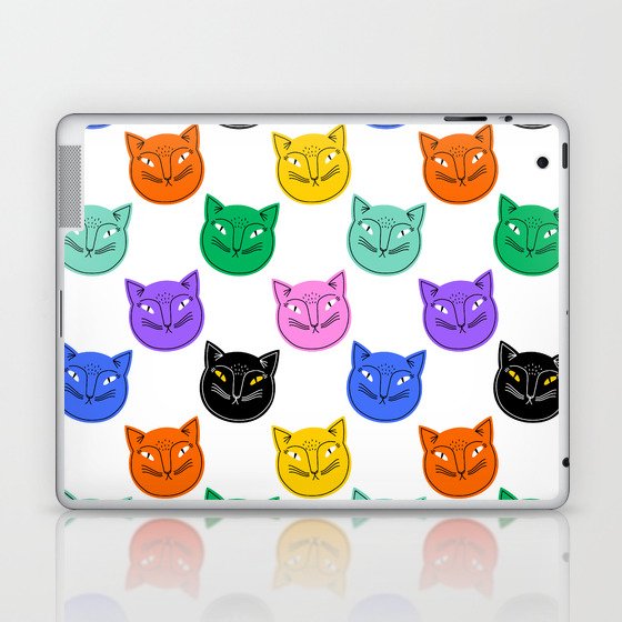 Colorful funny cat animal pattern cartoon Laptop & iPad Skin