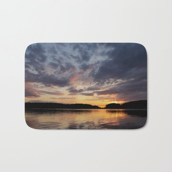 Spring Sunset - beautiful colors and reflections - cloudy sky Bath Mat