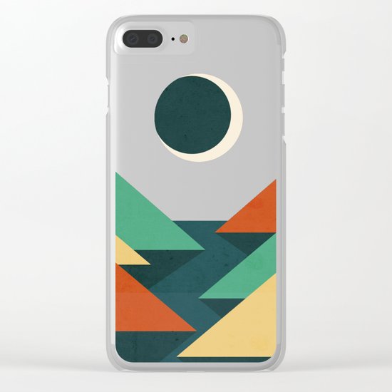 Quiet stream under crescent moon Clear iPhone Case