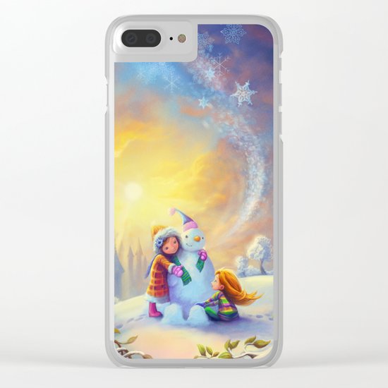 Building a Snowman at Christmas Clear iPhone Case