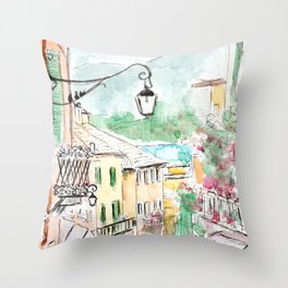 Italy Watercolor and ink 1 Throw Pillow