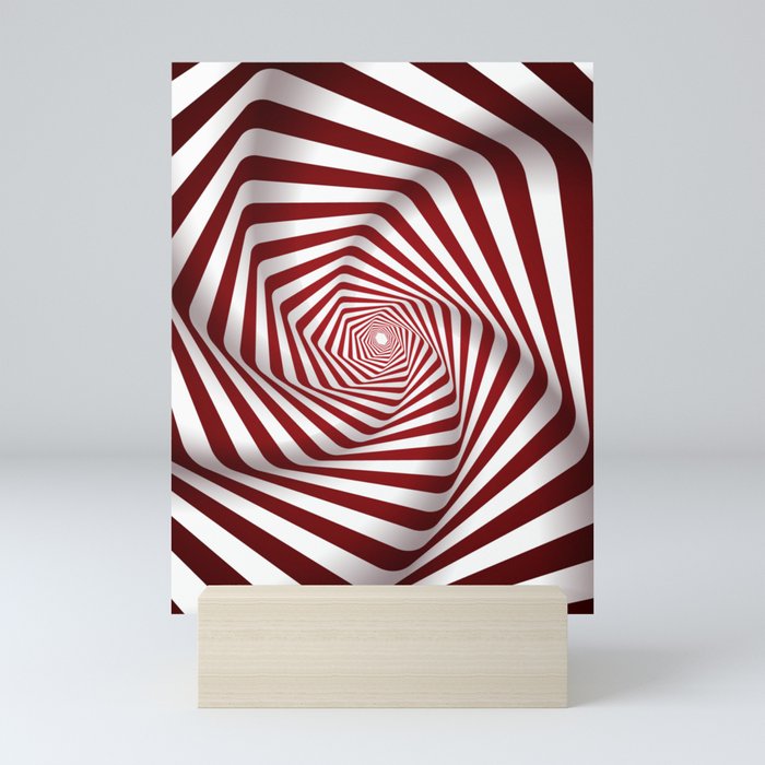 Merune & White Color Psychedelic Design Mini Art Print