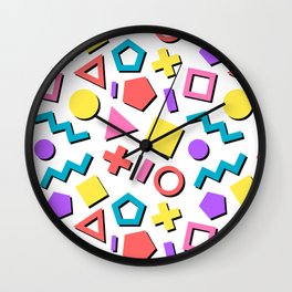 Playful Toy Box Potpourri of Colorful Shapes Pattern Wall Clock