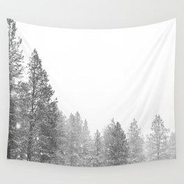Winterland // Snowy Landscape Photography White Out Winter Pine Tree Artwork Wall Tapestry