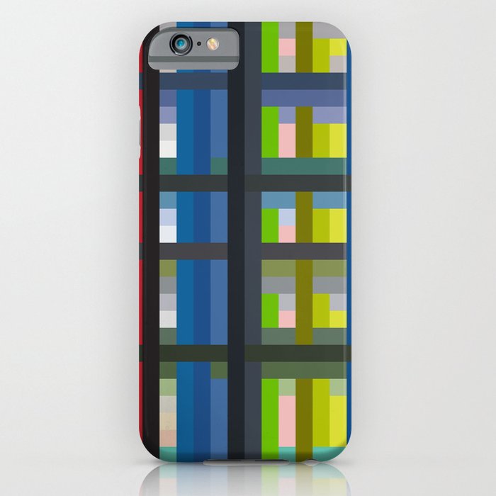 Colorful Imprisonment - Blue Green Striped Grid Pattern iPhone Case