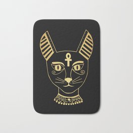Cat goddess - Bastet Bath Mat | Gold, Egyptiangoddess, Cats, Graphicdesign, Protection, Black, Royalcat, Goddess, Bastet, Egyptiancat 
