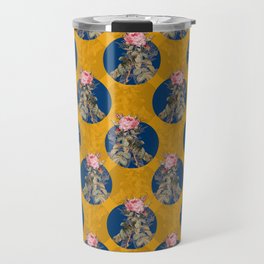 Lelieur's Four Seasons Rose Pattern on Yellow Travel Mug