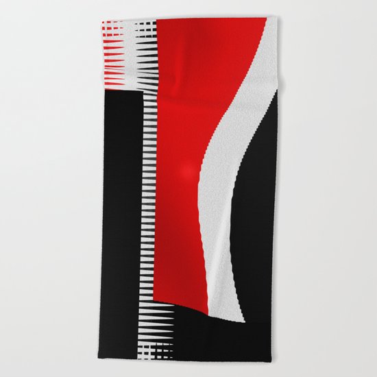 black and white meets red version 16 Beach Towel