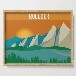 Boulder, Colorado - Skyline Illustration by Loose Petals Serving Tray