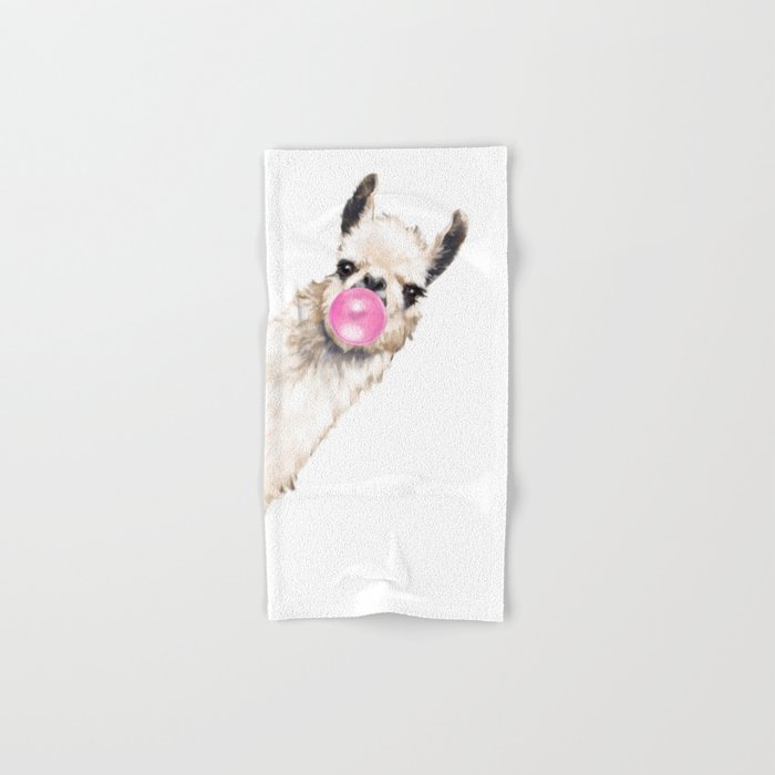 Bubble Gum Sneaky Llama Hand & Bath Towel