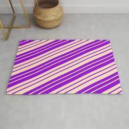 [ Thumbnail: Dark Violet and Bisque Colored Stripes/Lines Pattern Rug ]