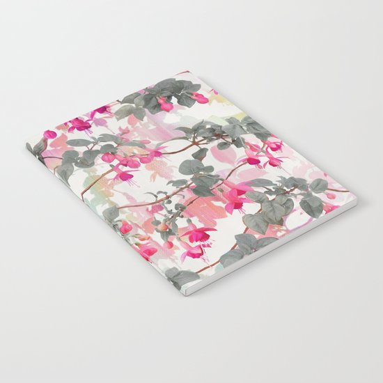 Rainbow Fuchsia Floral Pattern - with grey Notebook