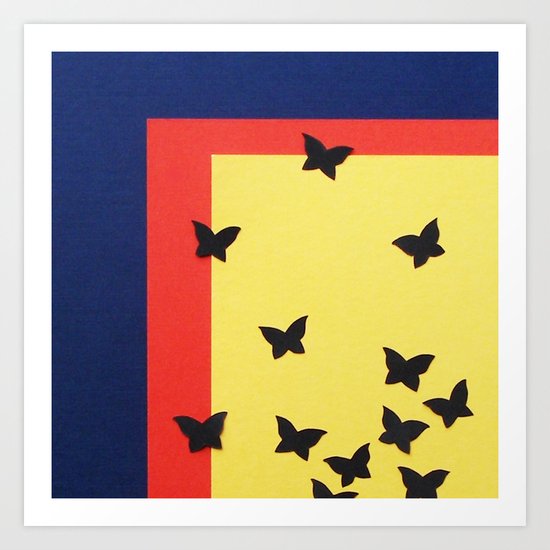 Butterfly Squares Papercut Art Print