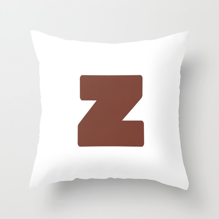 z (Brown & White Letter) Throw Pillow