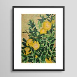 Vintage watercolor lemons Framed Art Print