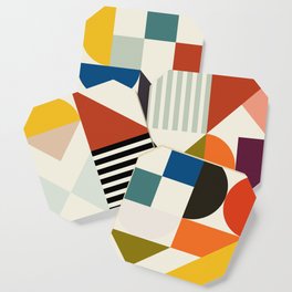 mid century retro shapes geometric Coaster