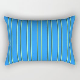 [ Thumbnail: Blue, Green & Dark Slate Gray Colored Lines/Stripes Pattern Rectangular Pillow ]
