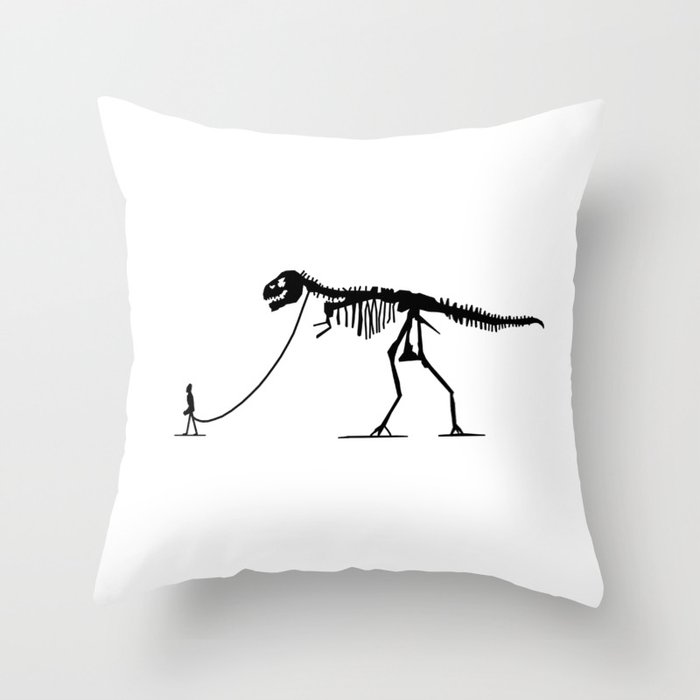 Extinct T Rex Dinosaur On Leash Throw Pillow By Vicdesign Society6
