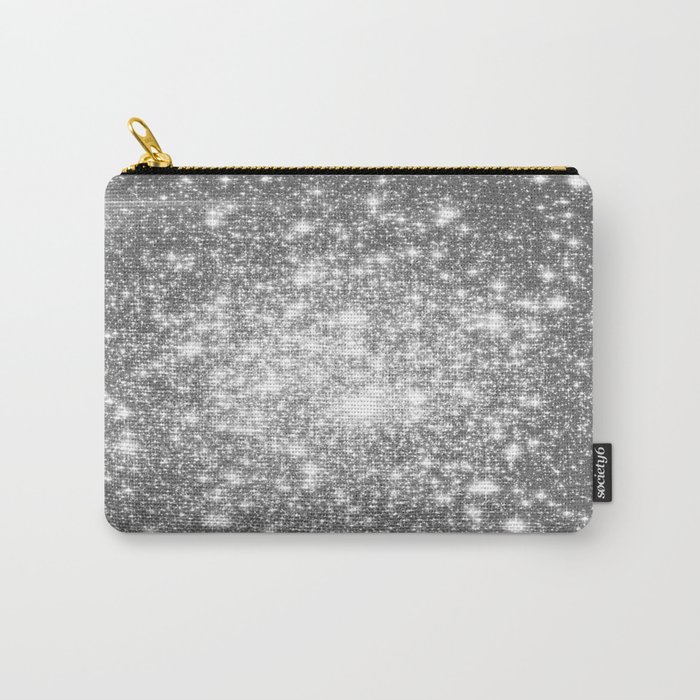 Silver Gray Galaxy Sparkle Stars Carry-All Pouch