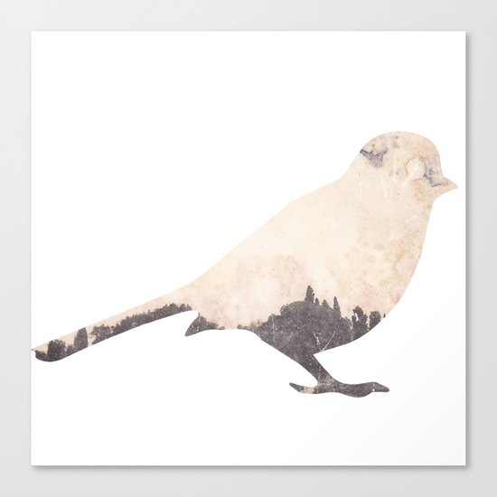 pink sky bird with trees Canvas Print