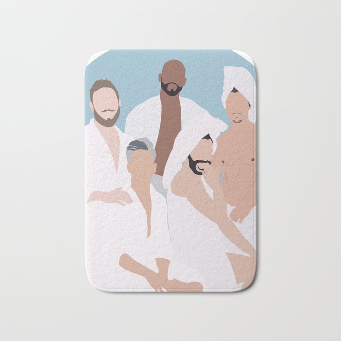 Five Fab Men In A Tub Bath Mat By Yarahantash Society6