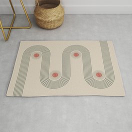 Mid century modern minimalist print with contemporary geometric moon phases Area & Throw Rug