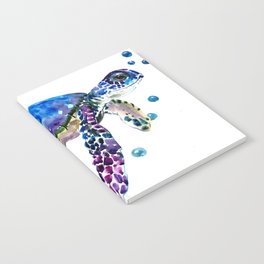 Sea Turtle, blue purple illustration children room cute turtle artwork Notebook