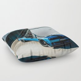 B5 Blue Challenger Demon SRT American Classic Muscle car automobiles transporation color photograph / photograph vintage poster posters Floor Pillow