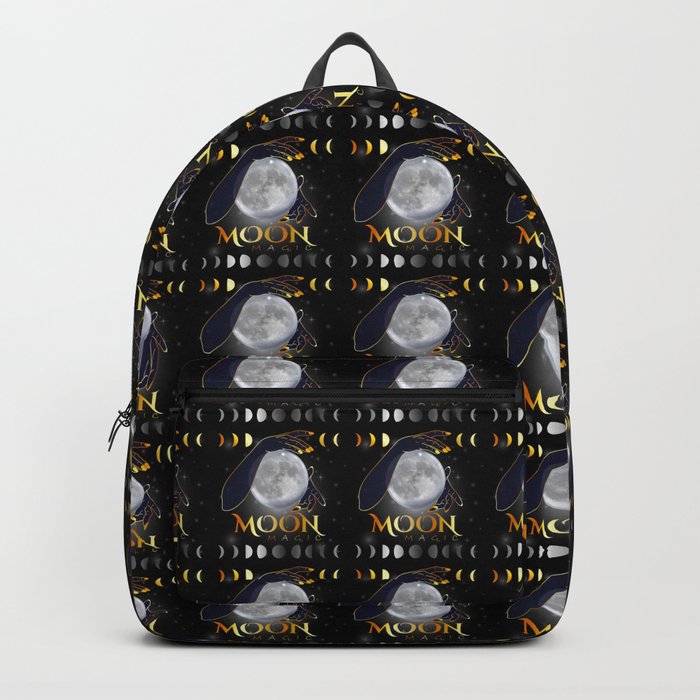 Moon phases mystical womans hands on full moon Backpack
