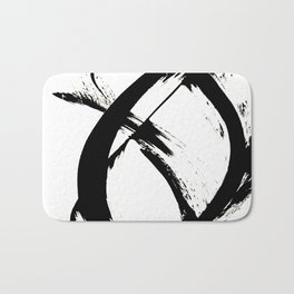 Brushstroke 7: a minimal, abstract, black and white piece Bath Mat