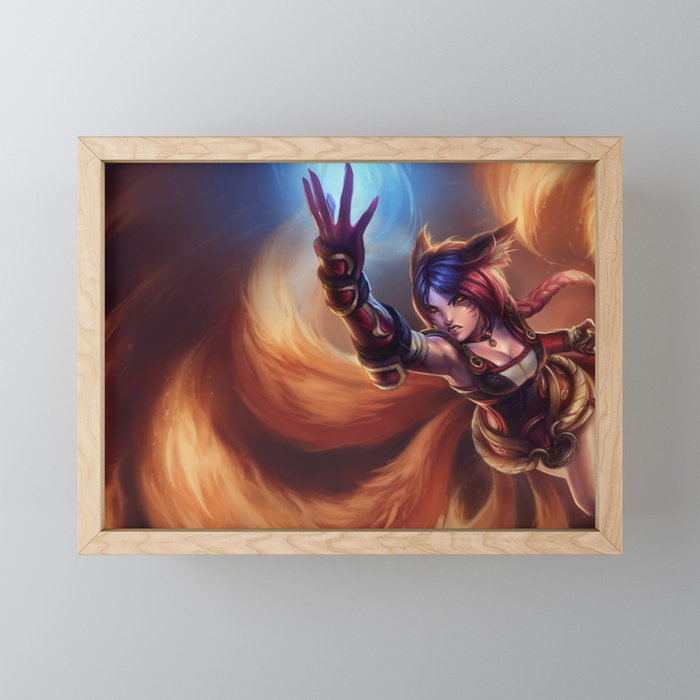 Foxfire Ahri League Of Legends Framed Mini Art Print By Amumus