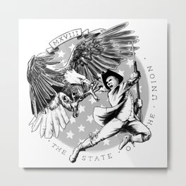 Eagle vs Patriot: The State of the Union 2018 Metal Print | Superbowl, Typography, Philadelphia, America, Ink Pen, Minuteman, Newengland, Iconic, Digital, Illustration 