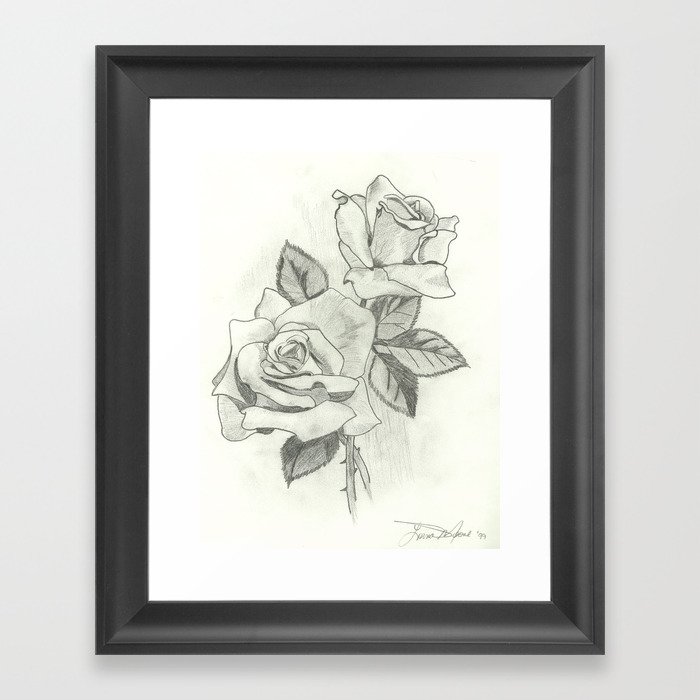 Two Roses Framed Art Print
