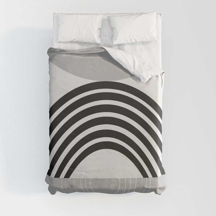 Black Gray White Sun Arch Balance #1 #minimal #abstract #art #society6 Duvet Cover