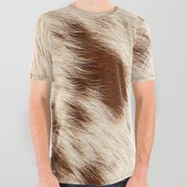 Brown Cowhide, Cow Skin Print Pattern Modern Cowhide Faux Leather All Over Graphic Tee