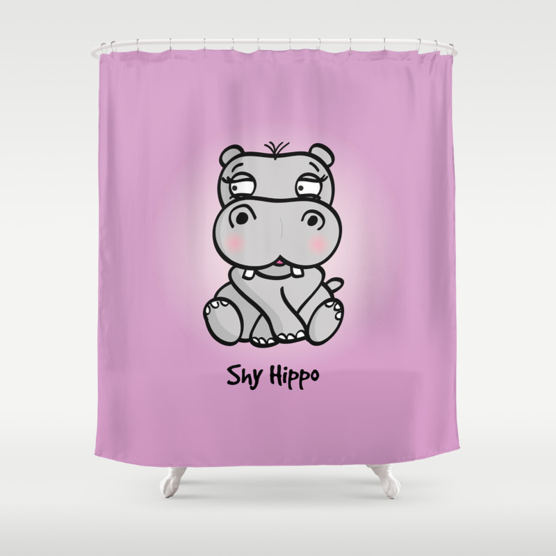Shy Hippo Shower Curtain By Spriteideas Society6