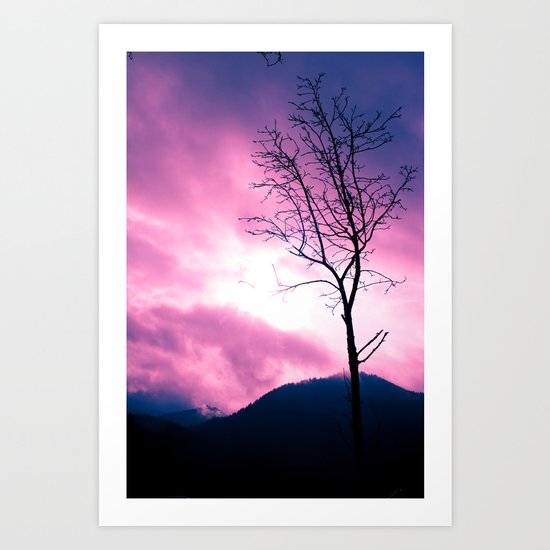 Into the Pink & Purple Sky - JUSTART © Art Print