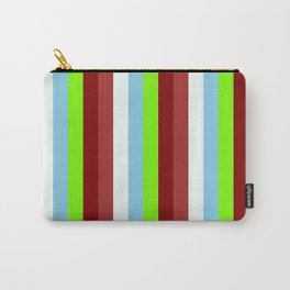 [ Thumbnail: Colorful Brown, Mint Cream, Sky Blue, Green, and Maroon Colored Stripes/Lines Pattern Carry-All Pouch ]