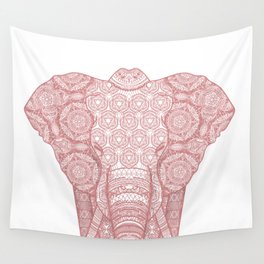 Pink mandala elephant Wall Tapestry