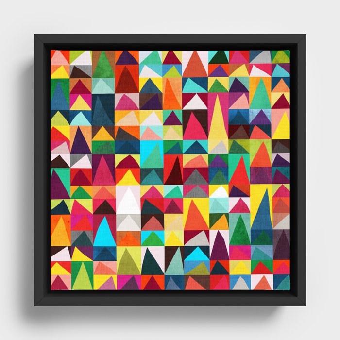 Abstract Geometric Mountains Framed Canvas
