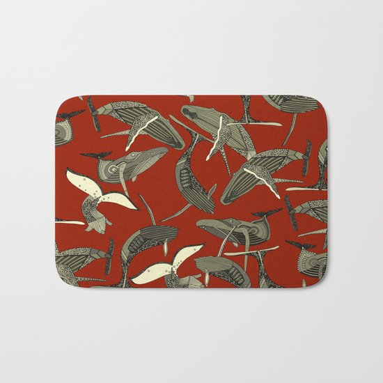 just whales red Bath Mat