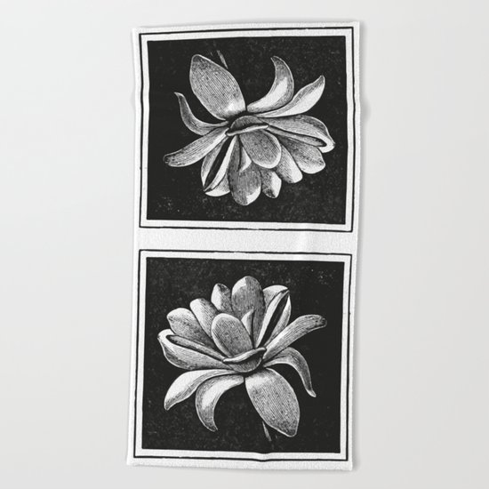 White flower Beach Towel