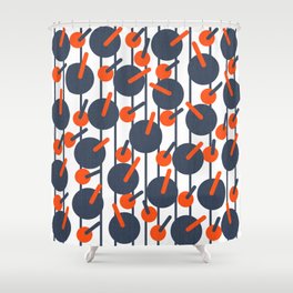 Below Deck Cocktail Modern Abstract Blue And Red Shower Curtain
