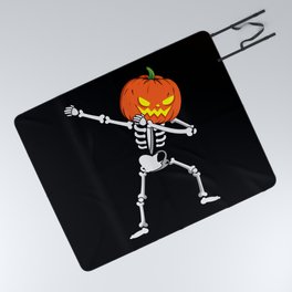 Dabbing Skeleton Pumpkin Halloween Picnic Blanket