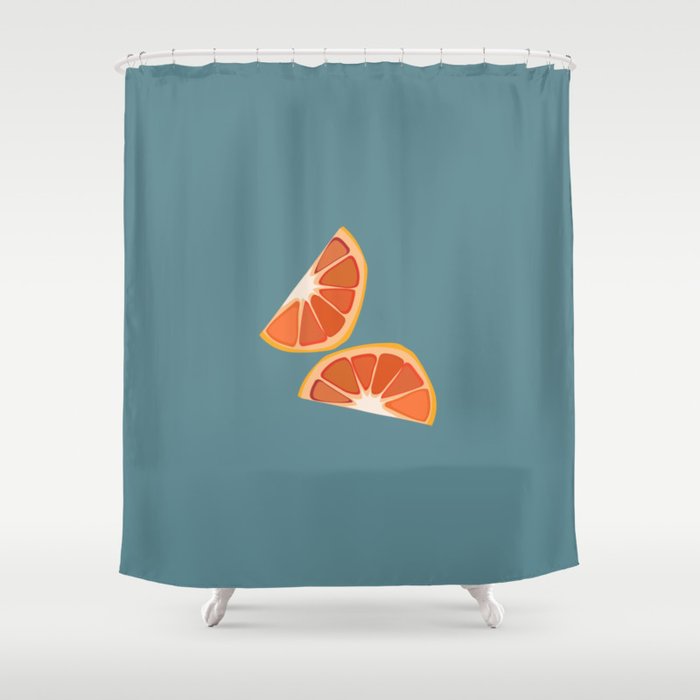 Blood Orange - Orange Summer Vibe Pattern on Turquoise Shower Curtain