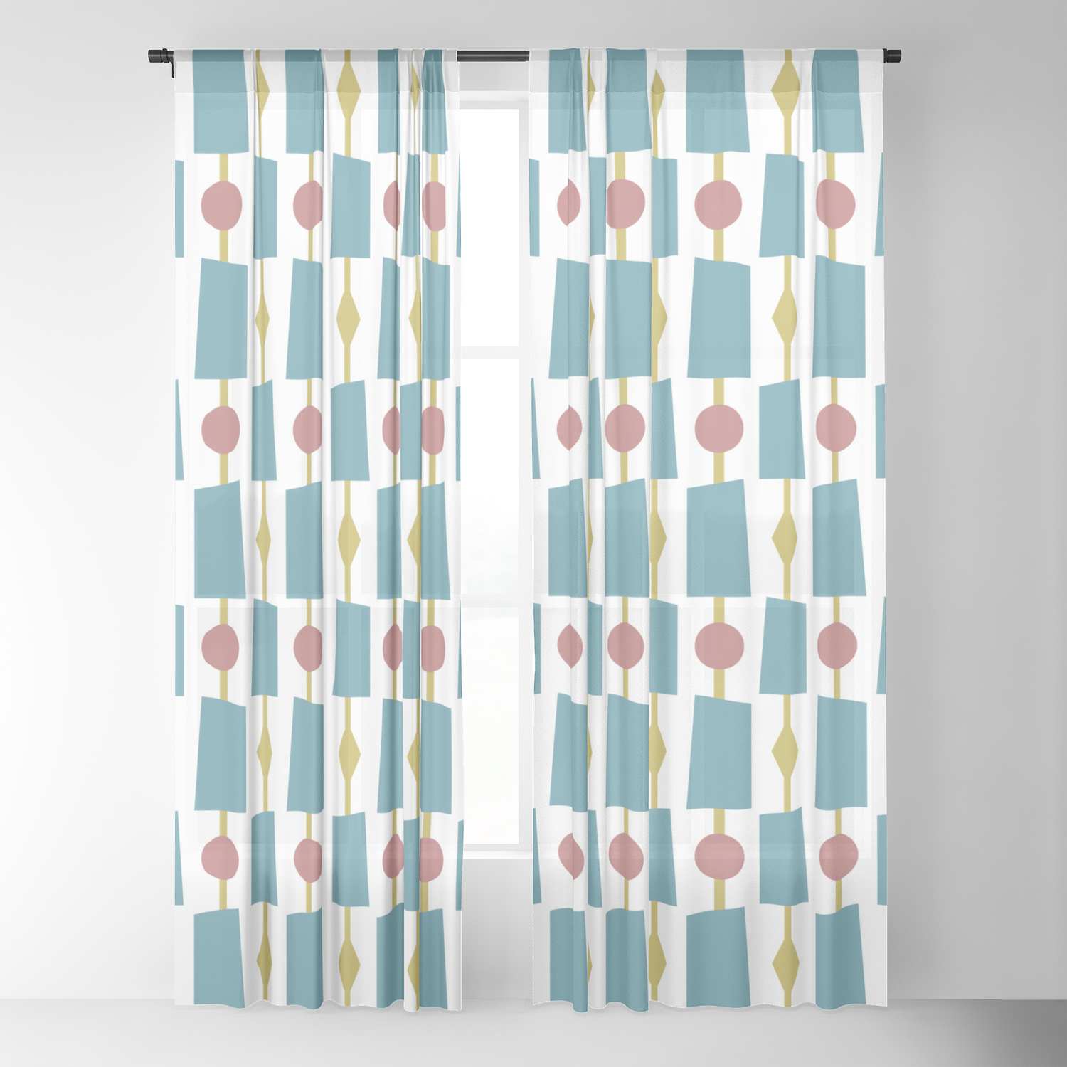 Mid Century Modern Retro Trellis Pattern In Muted Jewel Tones