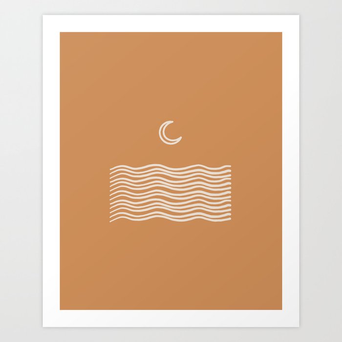 moon over water – earthen Art Print