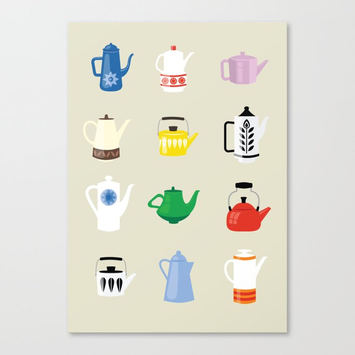 Retro Teapots Canvas Print