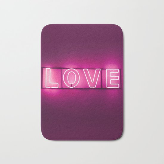 Love Neon Sign Bath Mat